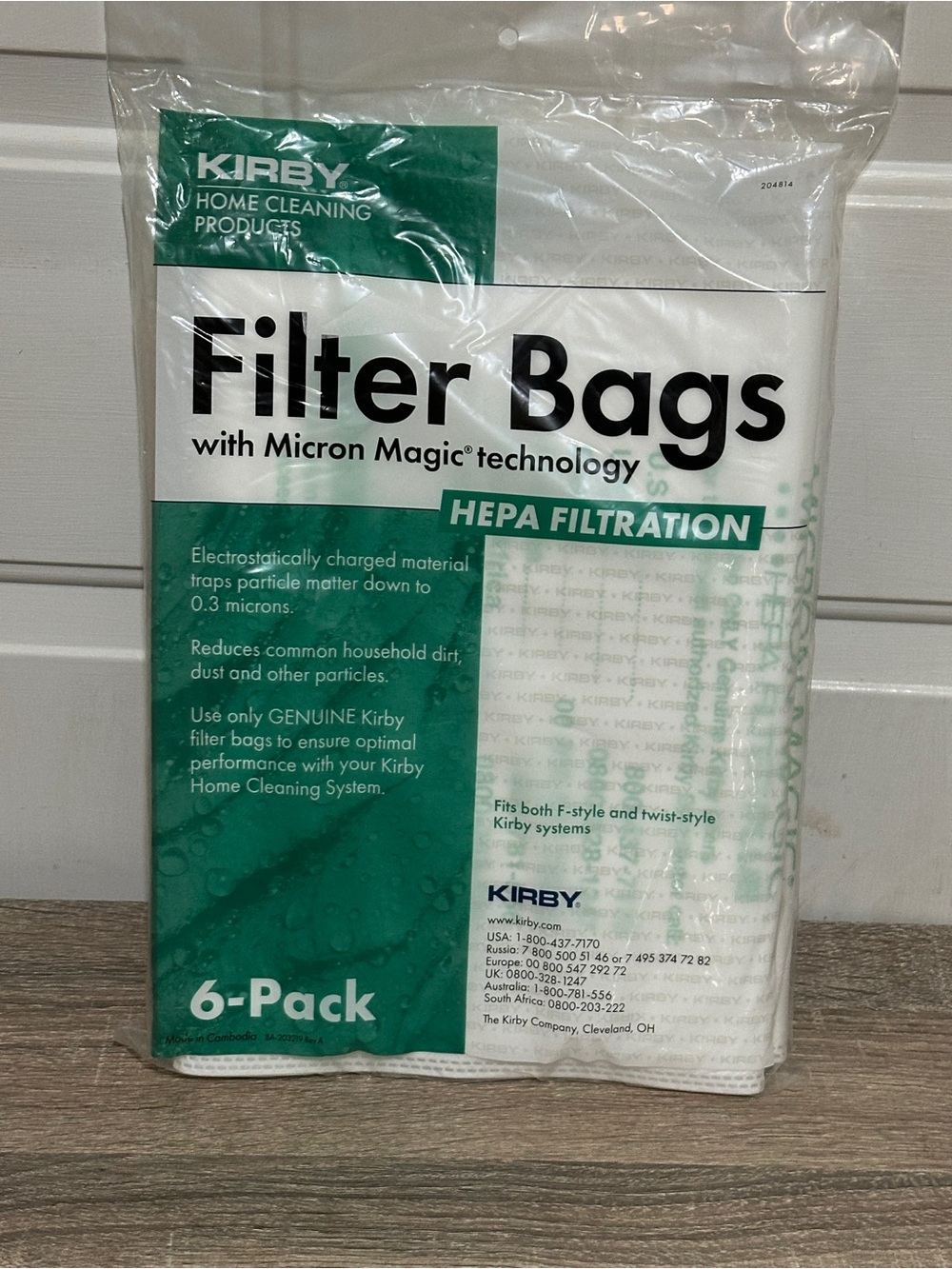 Kirby 204814 Micron Magic HEPA FILTER Vacuum Bags - Pack of 6